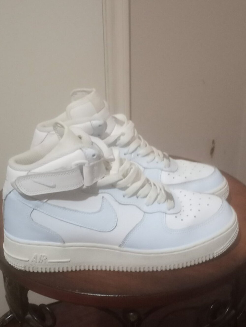 Nike Air Force 1 Mid Top Size 6.5Y BABY BLUE Leather Sneakers Shoes 314195-113